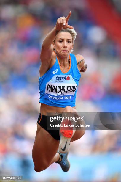 Paraskevi Papachristou of Team Europe competes in the Womens Triple Jump during day one of the IAAF Continental Cup at Mestsky Stadium on September...