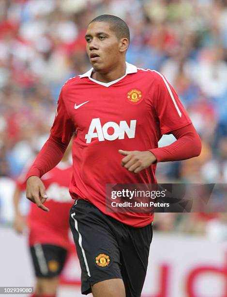 Chris Smalling of Manchester United in action during the pre-season friendly match between Manchester United and Celtic at Rogers Centre on July 16,...