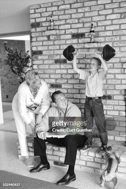 Portrait of Oakland Raiders coach Al Davis with wife Carol and son Mark at home. Oakland, CA 9/17/1963 CREDIT: Curt Gunther