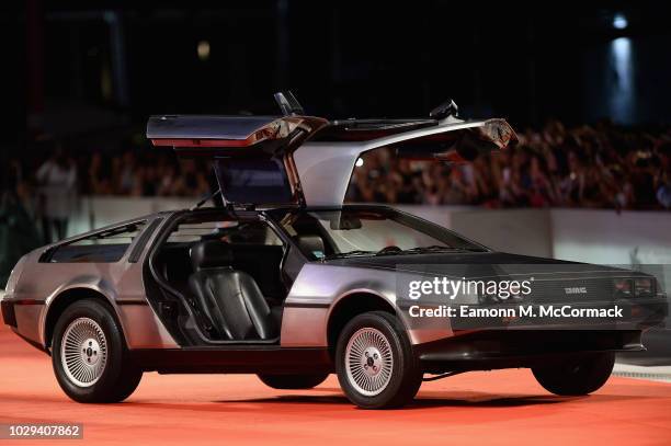 Delorean is seen on the red carpet ahead of the "Driven" Premiere And Closing Night during the 75th Venice Film Festival at Sala Grande on September...