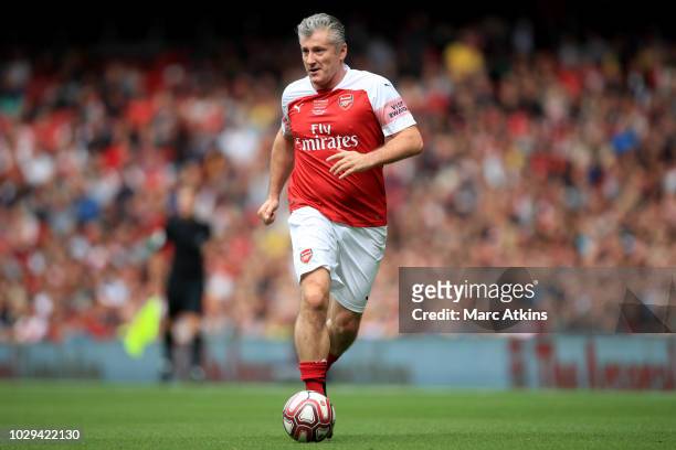 Davor Suker of Arsenal during the match between Arsenal Legends and Real Madrid Legends at Emirates Stadium on September 8, 2018 in London, United...