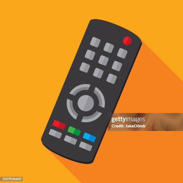 stockillustraties, clipart, cartoons en iconen met tv remote pictogram plat - televisie kijken