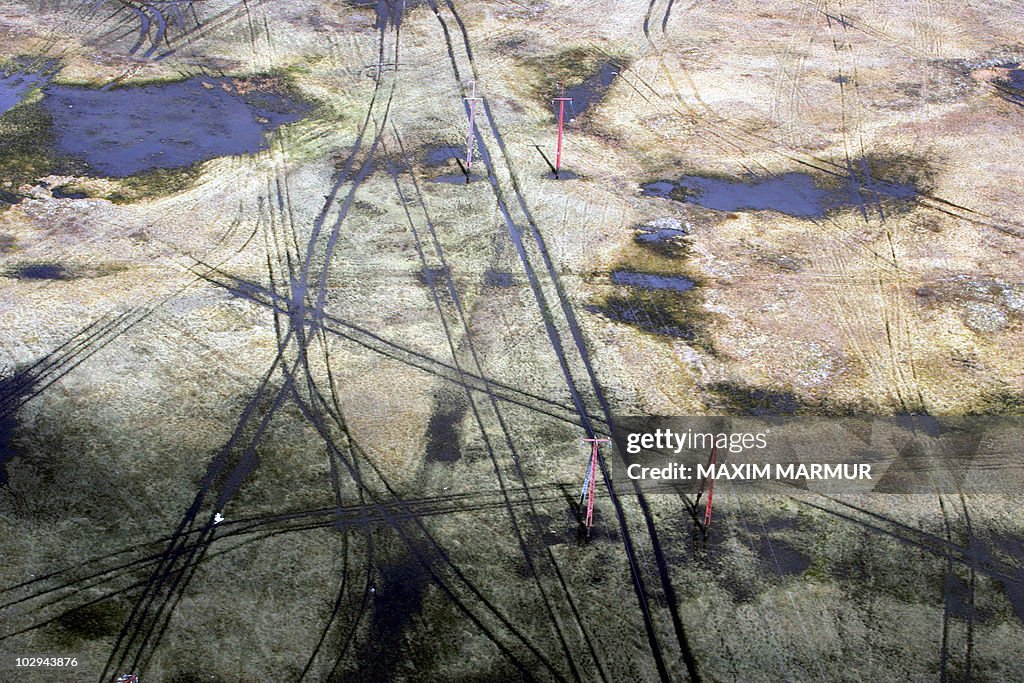 An aerial view of ruts of geological sur