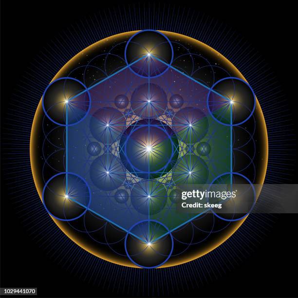 the merkabah metatron's cube - god creation stock illustrations