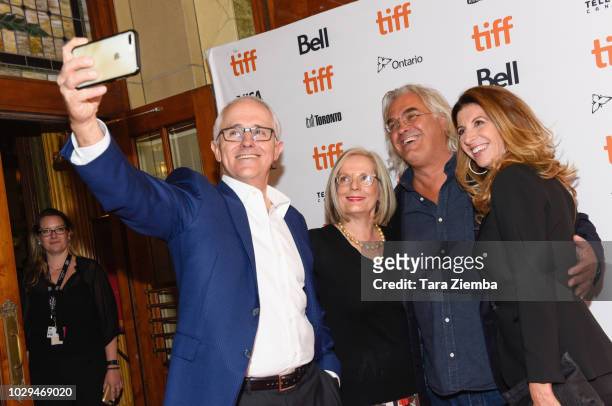 Malcolm Turnbull, Lucy Turnbull, Paul Greengrass and Joanna Kaye attend the '22 July' premiere during 2018 Toronto International Film Festival at The...