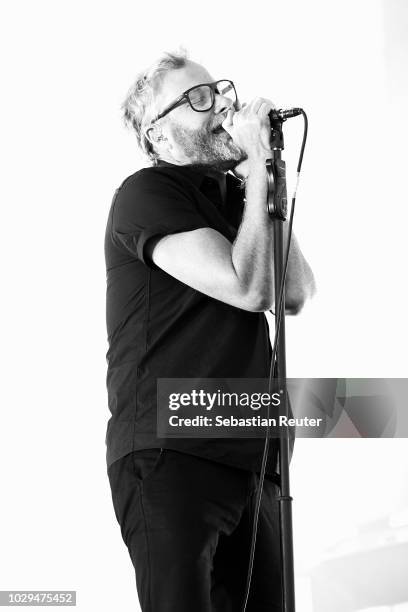 Matt Berninger of The National performs live on stage during Lollapalooza Berlin 2018 at Olympiagelaende on September 8, 2018 in Berlin, Germany.