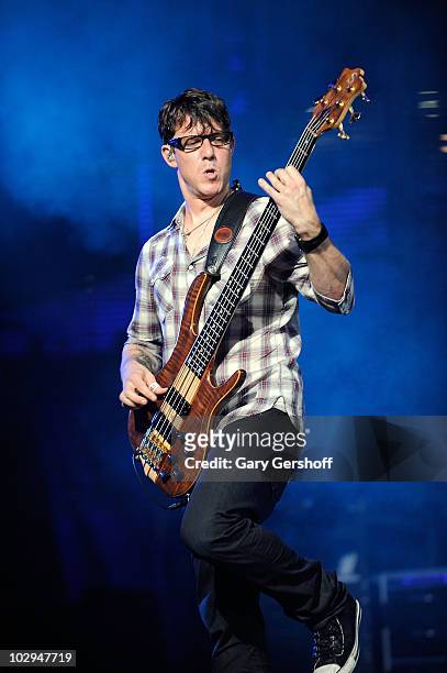Bassist Stefan Lessard of the Dave Matthews Band performs in concert at Citi Field on July 16, 2010 in New York City.