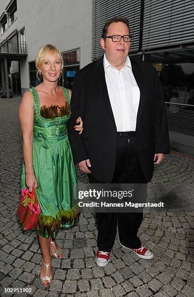Actor Ottfried Fischer and girlfriend Simone Brandlmeier attend the Bavarian Sport Award 2010 at the International Congress Center Munich on July 17,...