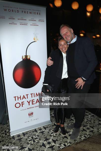 Mikael Christian Rieks and Tuva Novotny attend the "That Time Of Year" And "Before The Frost" TIFF World Premiere Celebration at Weslodge on...