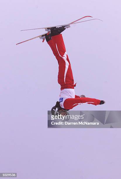 Jacqui Cooper jumps during a practice round of the Philips Mobile Phones World Aerials, which is being held at Mt. Buller, Victoria, Australia....