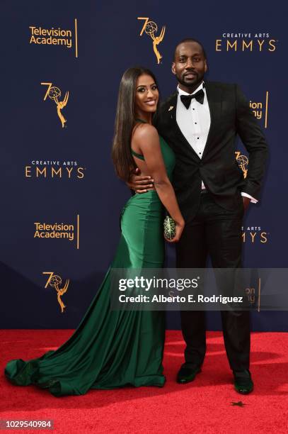 Janina and DeStorm Powe attend the 2018 Creative Arts Emmy Awards at Microsoft Theater on September 8, 2018 in Los Angeles, California.