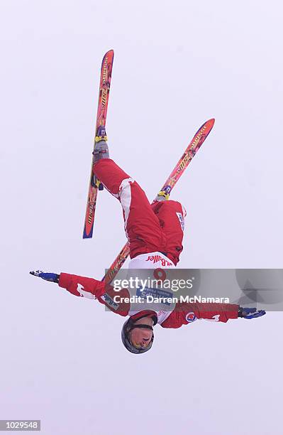 Alisa Camplin jumps during a practice round of the Philips Mobile Phones World Aerials, which is being held at Mt. Buller, Victoria, Australia....