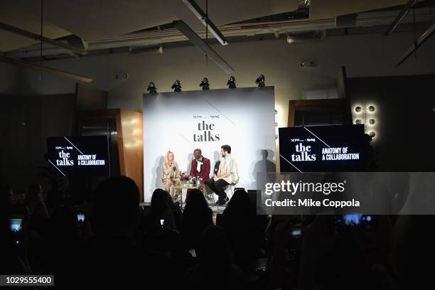 Miss info, Dapper Dan and Jon Caramanica speak onstage during THE TALKS: ANATOMY OF A COLLABORATION during New York Fashion Week: The Shows on...