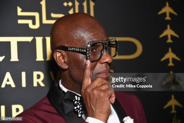 Dapper Dan poses in the Etihad VIP lounge during New York Fashion Week: The Shows on September 8, 2018 in New York City.