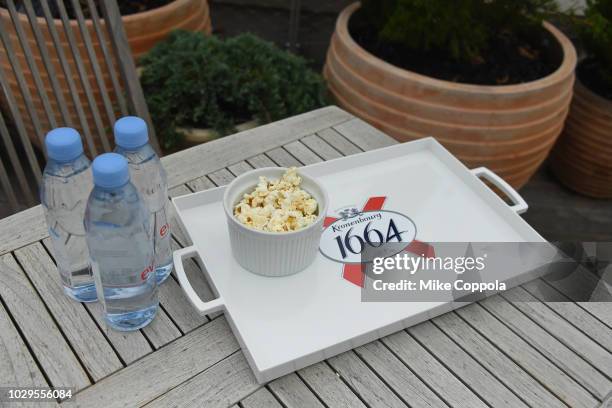 Evian bottles seen at the Kronenbourg Rooftop Happy Hour seen around New York Fashion Week: The Shows on September 8, 2018 in New York City.