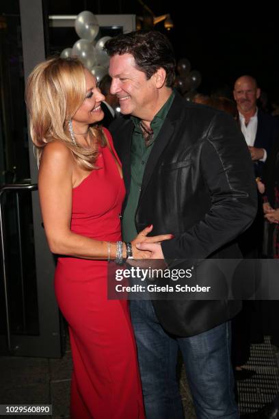 Francis Fulton-Smith and his girlfriend Claudia Hillmeier during the 100th bitrhday celebration gala for Artur Brauner at Zoo Palast on September 8,...