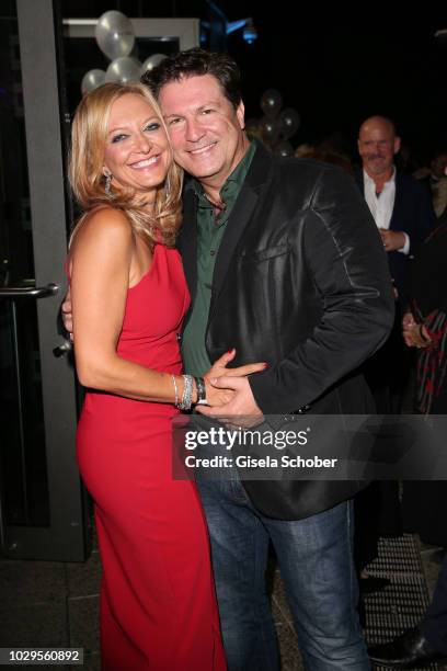 Francis Fulton-Smith and his girlfriend Claudia Hillmeier during the 100th bitrhday celebration gala for Artur Brauner at Zoo Palast on September 8,...