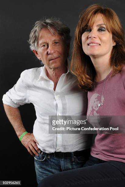 Roman Polanski and Emmanuelle Seigner pose at The Montreux Jazz Festival on July 17, 2010 in Montreux, Switzerland.