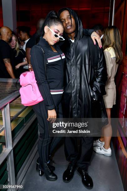 Kali Uchis and A$AP Rocky attend the Prada Linea Rossa event at Prada Broadway, NY on Sept. 8, 2018.