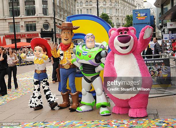 Charactures from Toy Story attend the Toy Story 3 UK film premiere at the Empire Leicester Square on July 18, 2010 in London, England.