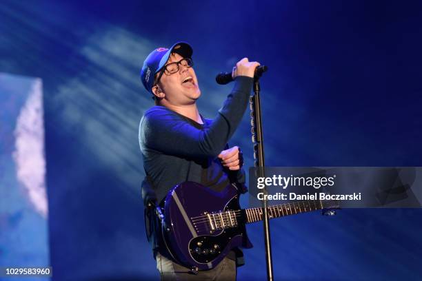 Patrick Stump of Fall Out Boy performs during The Mania Tour at Wrigley Field on September 8, 2018 in Chicago, Illinois.