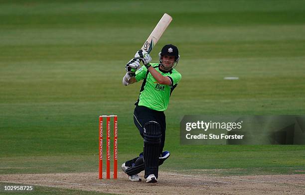 Surrey batsman Steven Davies hits out during the Friends Provident T20 match between Gloucestershire and Surrey at the County Ground on July 18, 2010...