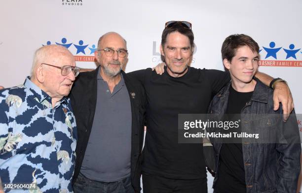 Ed Asner, Richard Schiff, Thomas Gibson and Travis Carter Gibson attend the 6th Annual Ed Asner and Friends Poker Tournament Celebrity Night at Playa...