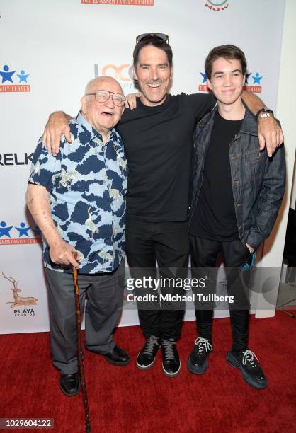 Ed Asner, Thomas Gibson and Travis Carter Gibson attend the 6th Annual Ed Asner and Friends Poker Tournament Celebrity Night at Playa Studios on...