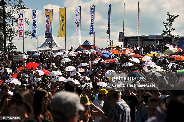 Festivalgoers enjoy the Gurten Festival on July 18, 2010 in Bern, Switzerland.