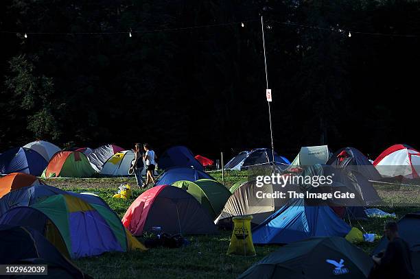 General view of atmosphere at the Gurten Festival camping on July 18, 2010 in Bern, Switzerland.