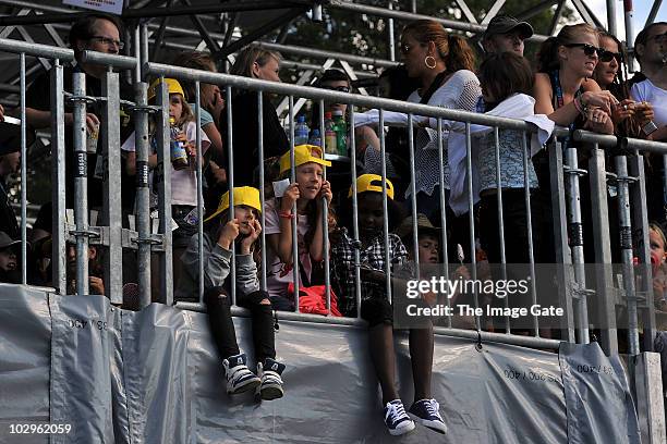 Young festivalgoers enjoy the Gurten Festival on July 18, 2010 in Bern, Switzerland.