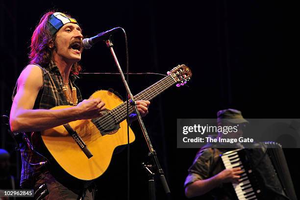 Eugene Hutz of Gogol Bordello performs at Gurten Festival on July 18, 2010 in Bern, Switzerland.