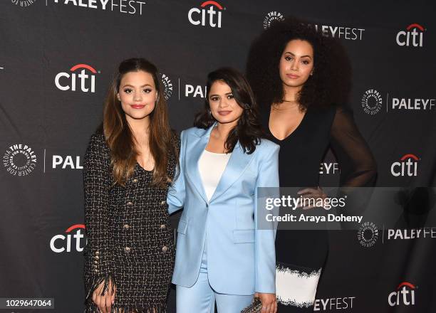 Sarah Jeffery, Melonie Diaz and Madeleine Mantock from 'Charmed' attends The Paley Center for Media's 2018 PaleyFest Fall TV Previews - The CW at The...