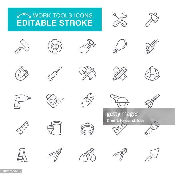 ilustraciones, imágenes clip art, dibujos animados e iconos de stock de trabajo herramientas iconos de movimiento editables - artículos de jardín