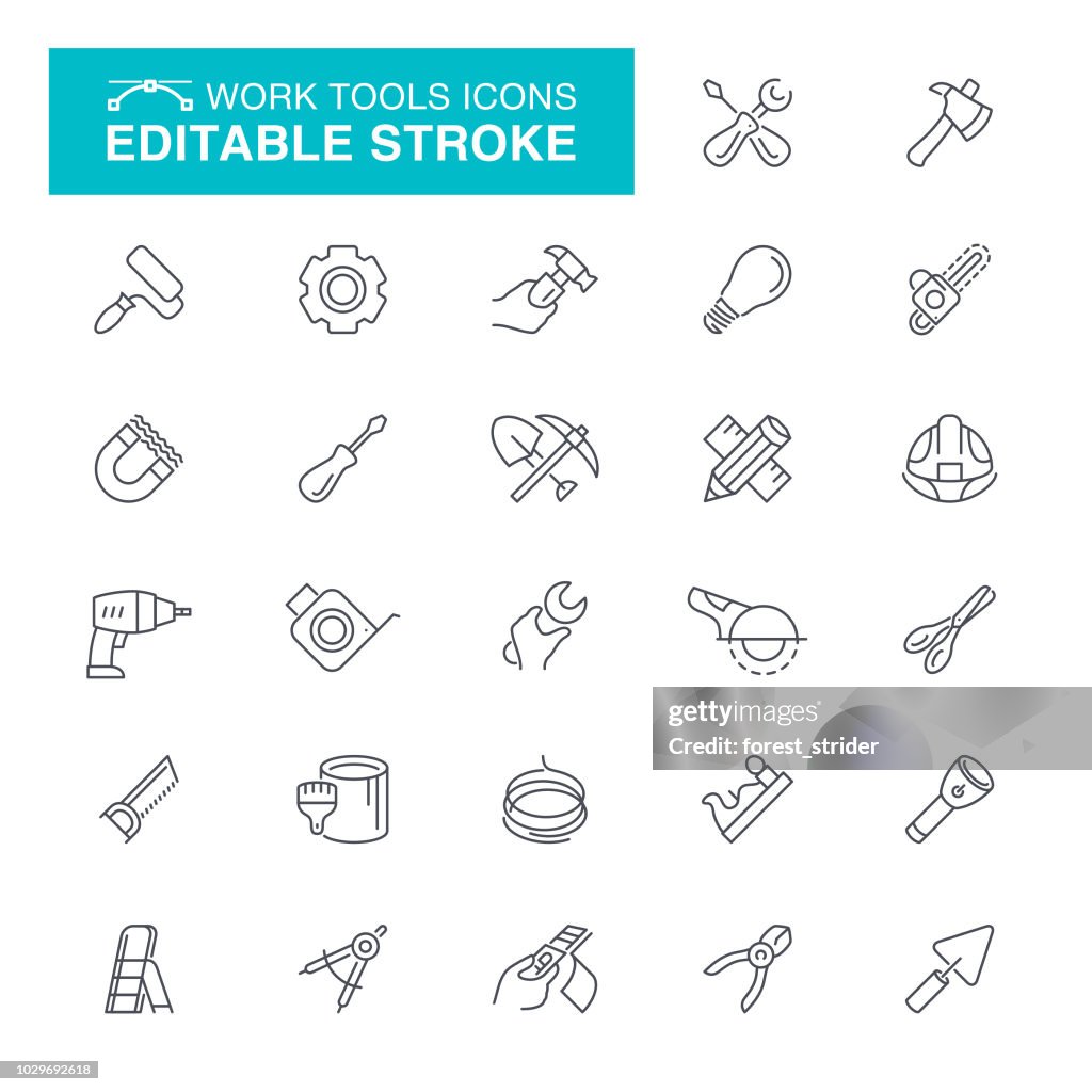 Werk Tools bewerkbare beroerte pictogrammen