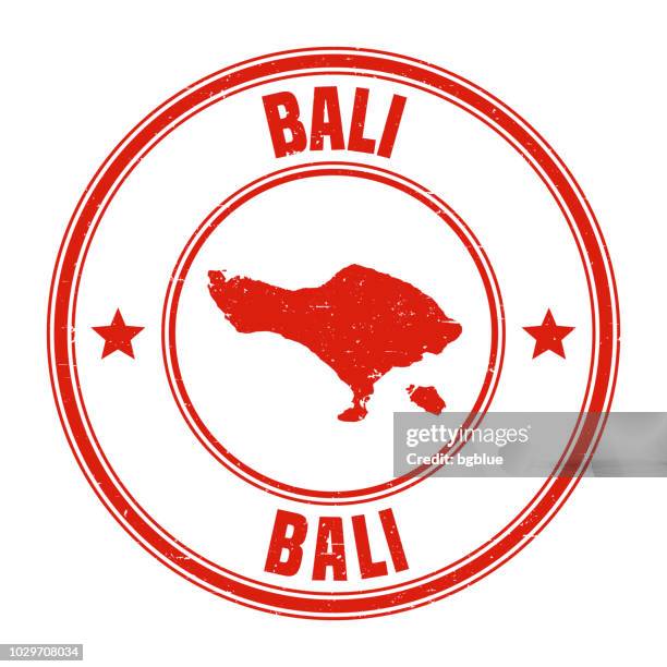 bali - red grunge rubber stamp with name and map - bali stock illustrations