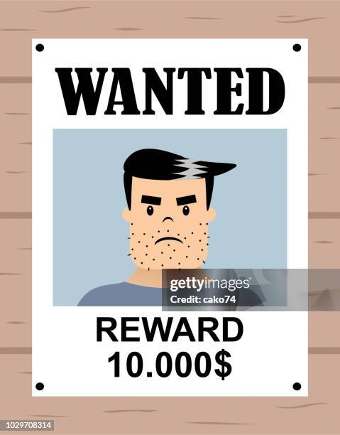 wanted-englisches plakat - hair stubble stock-grafiken, -clipart, -cartoons und -symbole