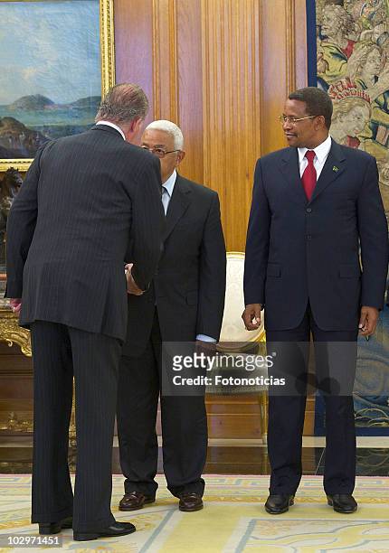King Juan Carlos I of Spain receives President of the Republic of Cape Verde Pedro de Verona Rodrigues Pires and President of the United Republic of...