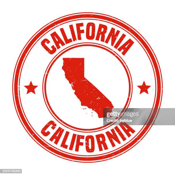 california - red grunge rubber stamp with name and map - california outline stock illustrations