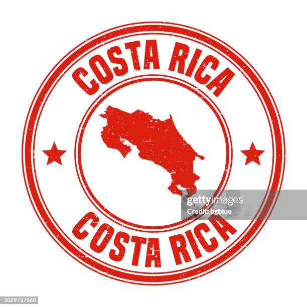 costa rica - rote grunge-stempel mit namen und karte - costa rica stock-grafiken, -clipart, -cartoons und -symbole