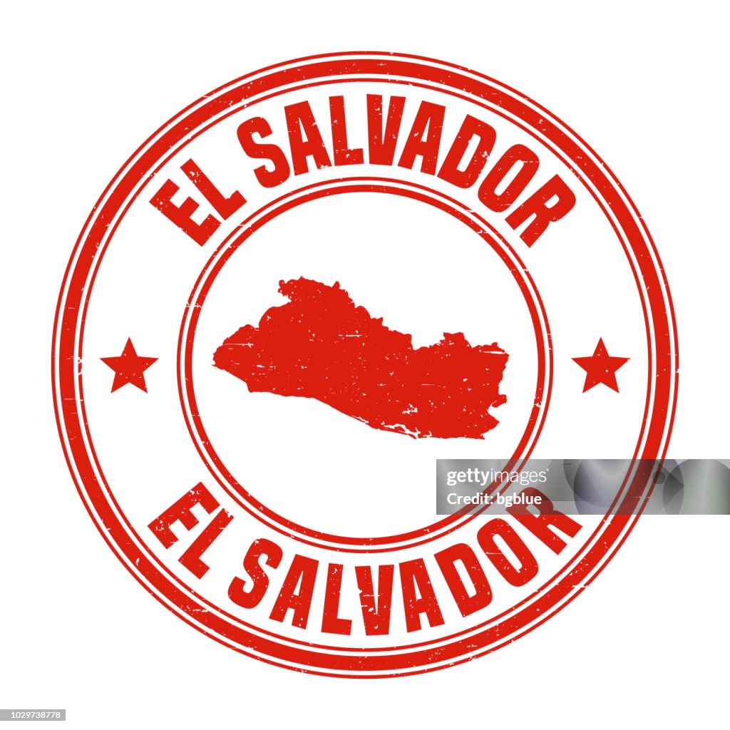 El Salvador - Red grunge rubber stamp with name and map