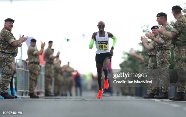 Mo Farah wins the Elite Men's Race during The Great North Run on September 9, 2018 in Newcastle upon Tyne, England.