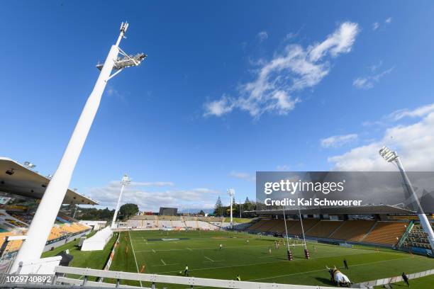 General view of Yarrow Stadium during the curtain raiser between Taranaki U18 and Bay of Plenty U18 prior to the round four Mitre 10 Cup Ranfurly...