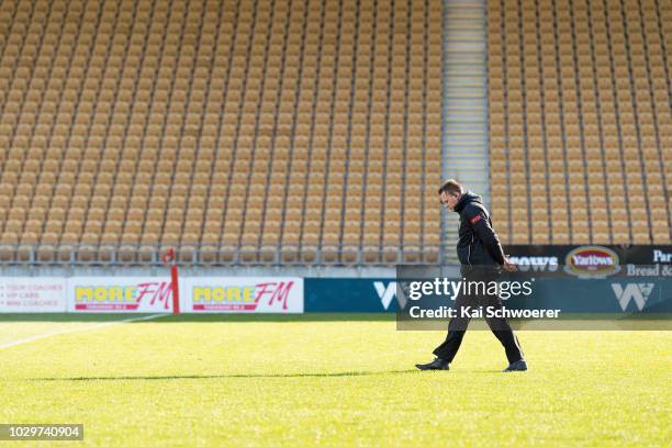 Head Coach Willie Rickards of Taranaki looks on prior to the round four Mitre 10 Cup Ranfurly Shield match between Taranaki and Waikato at Yarrow...