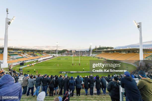 General view of Yarrow Stadium during the round four Mitre 10 Cup Ranfurly Shield match between Taranaki and Waikato at Yarrow Stadium on September...