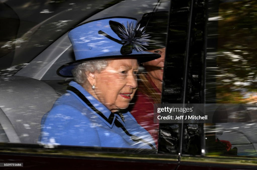 The Royal Family And Prime Minister Theresa May Attend Crathie Church