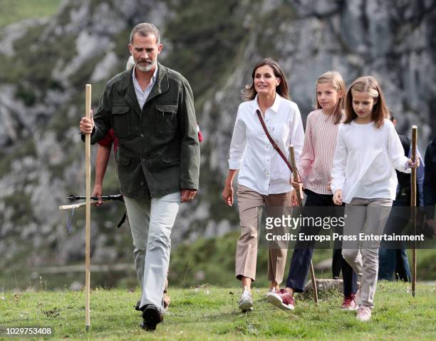 King Felipe VI of Spain, Queen Letizia of Spain, Princess Leonor of Spain and Princess Sofia of Spain attend the Centenary of the creation of the...