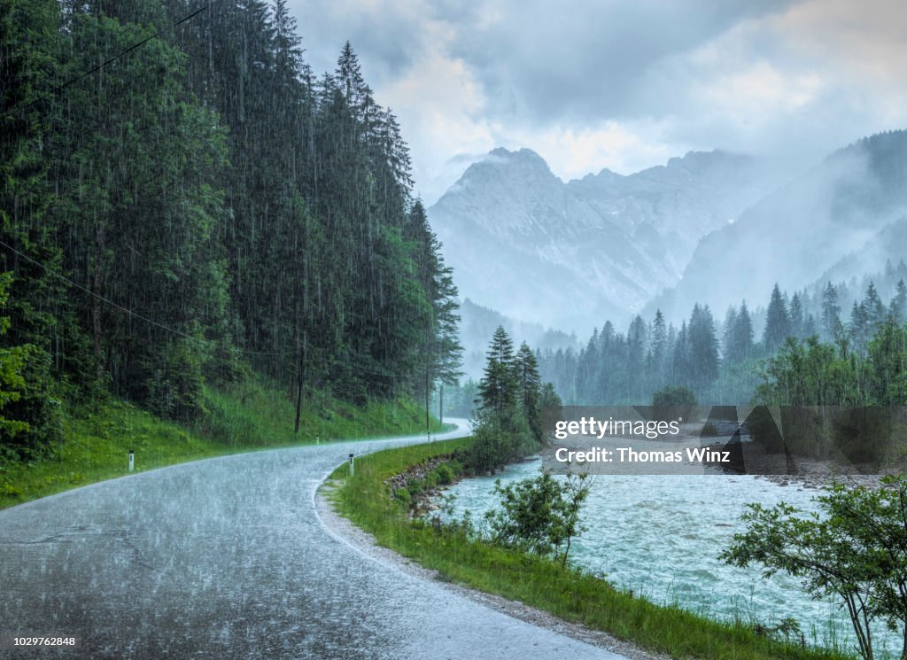 Driving in heavy rain