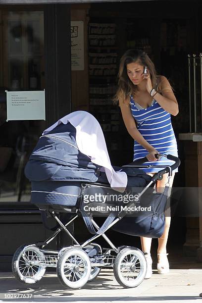 Carly Cole Sighted having lunch with her daughted Ruby Tatiana the day Joe Cole Signs for Liverpool FC on July 19, 2010 in London, England.