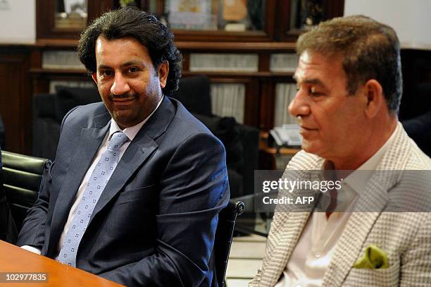 Sheikh Abdallah Ben Nasser Al-Thani , a member of the Qatari ruling family sits during an interview with unseen President of Andalucia, Jose Antonio...